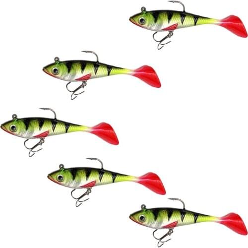 5x 8.5cm 11.5g Soft Bait Head Fish Lures Bass Fishing Tackle Sharp Hook Swim Baits Fishing Lures