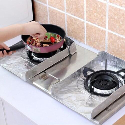 Sale 1 Pair Foldable Gas Stove Wind Shield Baffle Oil Splash Screen Cover Anti Splatter Plates Cooker Covers Wind Shield 1050A