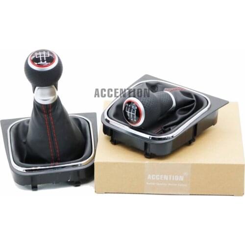 5/6 Speed Gear Stick Level Shift Knob With Leather Boot For VW Golf 6 A6 MK6 For GTI GTD R20 2009 2010 2011 2012 2013