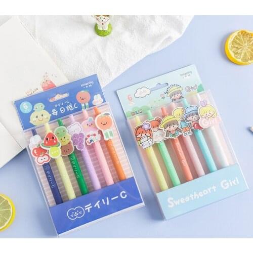 Sharkbang New Arrival 6PCS/Pack Cute Animal Fruit Series Gel Pen DIY Graffiti Drawing Pen Ball Pen Kids Gift School Stationery