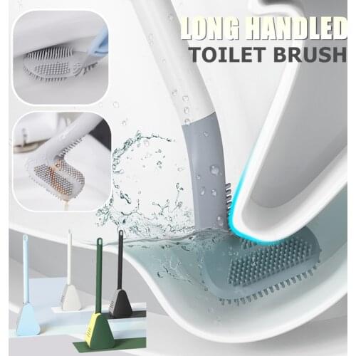 Golf soft toilet brush with no dead ends, automatic lid open base hanging elbow toilet brush super decontamination bathroom tool