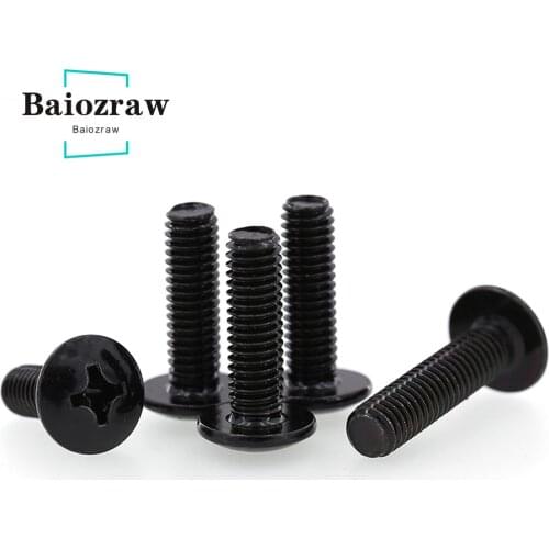 TM Screws Phillips Truss Mushroom Head Screw M3 M4 50pcs Black Plated Electronic Carbon Steel Samll Screws 3D printer parts