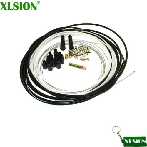 XLSION 5 Metres Diy Throttle Cable Kit Nipples Ferrules Barrel Nipples Carb Neoprene Boots Mid-Adjuster