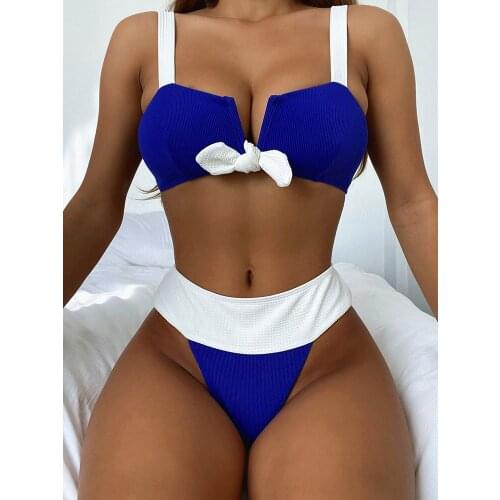 ZAFILLE Swimwear Women 2021 High Waist Bikini Push Up Swimsuit Female Micro Bikini Swimming Bow knot Swimsuit 2 Piece Female