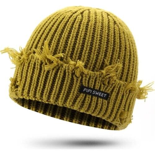 Winter Beanies Hats for Women Men Brimless Hats Hip Hop Knitted Bonnet Femme Cap Acrylic Casual Solid Pumpkin Portable Melon Cap