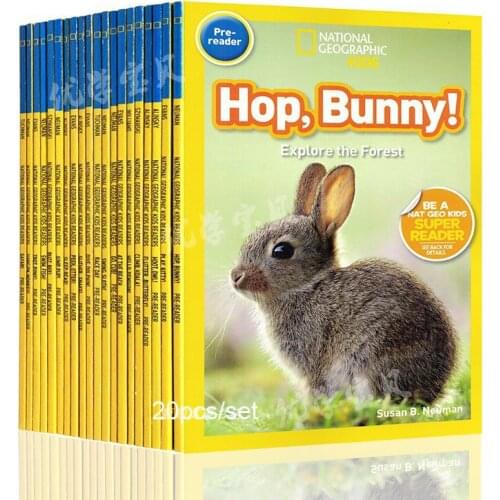20 books/set English picture book National Geographic Kids Pre-reader be a NAT GEO kids super reader knowledge book 2-8 years