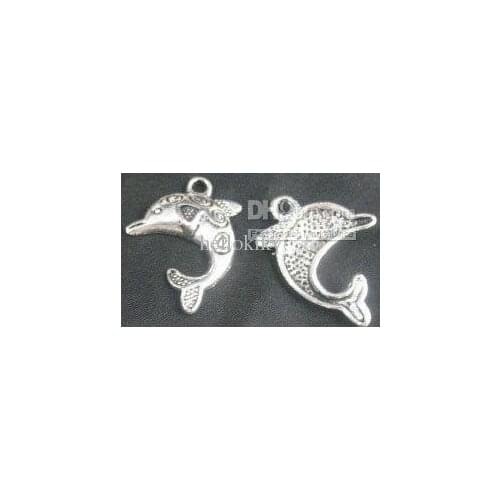 300pcs Tibetan silver carved dolphin charms A1139