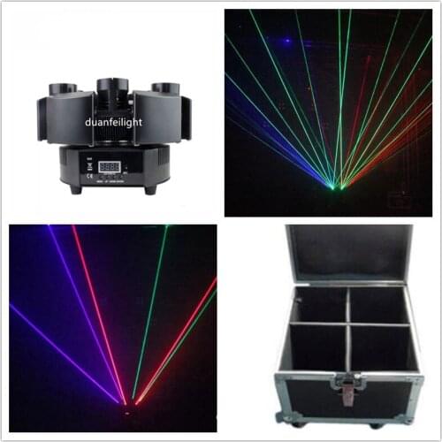 4lot +flycase 6 heads laser light rotate moviong head beam laser rgb color lazer
