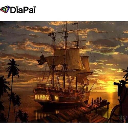 DIAPAI 5D DIY Diamond Painting 100% Full Square/Round Drill "Boat sunset scenery"Diamond Embroidery Cross Stitch 3D Decor A22870