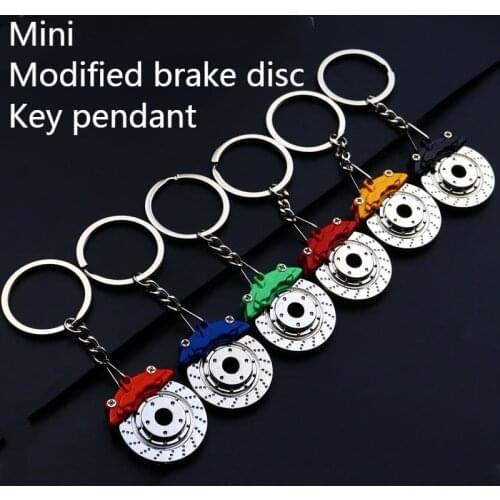 Luxury brake disc keychain zinc alloy mini style car key ring parts modified Ford auto parts car keychain