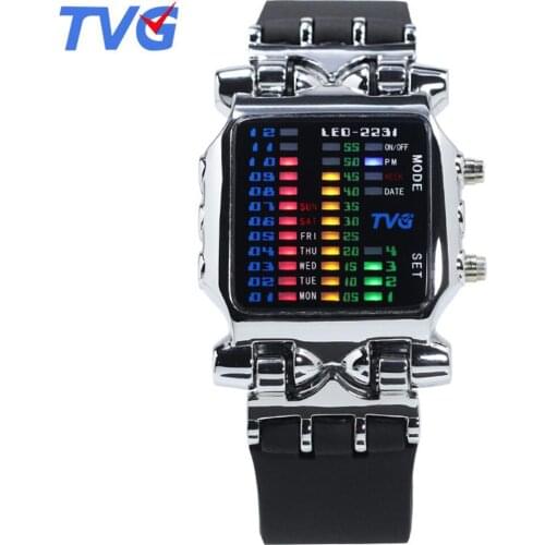 TVG Led Watches Men LED Digital Watches Men Sports Military Watches Fashion Rubber Strap Electronic Watch Man Relogio Masculino