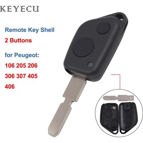 Keyecu Remote Key Shell Case 2 Button for Peugeot 106 205 206 306 307 405 406 with 53# Blade
