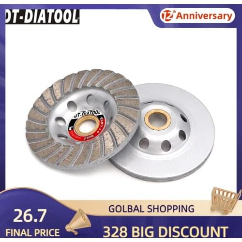 DT-DIATOOL Dia 100mm/4inch Diamond Segmented Turbo Row Cup Grinding Wheel Discs for Concrete Brick Hard Stone