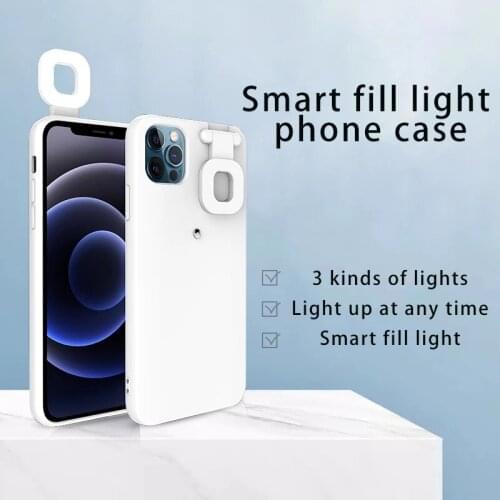 For iPhone 12 11 Pro Max Phone Case Fill Light Selfie Beauty Ring Flash Stable Case For iPhone XR X XS Max 11 12Pro Max 7 8 Plus