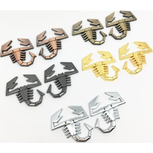 FTDF 2pcs 3D Metal Scorpion Shape Emblem Badge Sticker For Fiat Abarth Renault Car Door Fender Trunk Rear car Decoration
