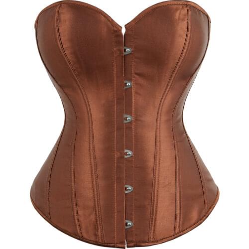 Gorset Simple Elegant Corset Satin Overbust Bustier Plus Size Sexy Clothing Femme 6XL Korsett For Women Boned 8198