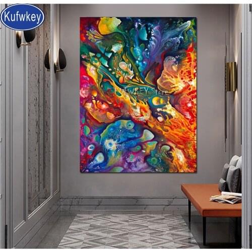 5D Full Square Diamond Painting abstract colorful picture of rhinestone Diamond Mosaic round Diamond Embroidery landscape