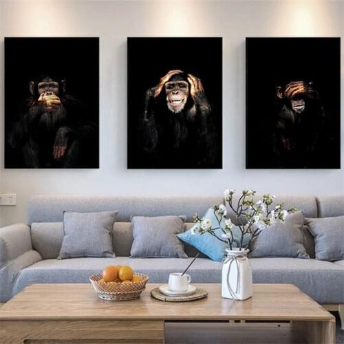 Canvas Painting Orangutan Monkey Chimp Expression Poster Art Print Gorilla Animal Wall Picture Living Room Home Decoration