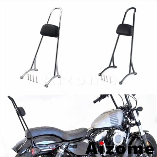20" Chrome/Black Motorcycle Passenger Rear Backrest Cushion Pad Sissy Bar for Harley Sportster XLH 883 1200 XL 12000 883 1996-03