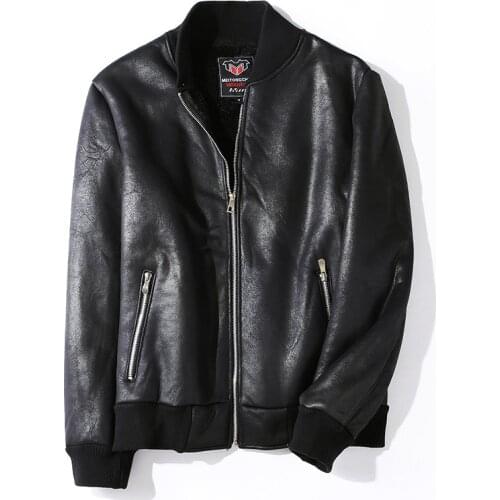 Autumn Winter Mens Casual Zipper PU Leather Jacket Motorcycle Coats Men Leisure Clothing Mens Warm Fleece Leather Jacket