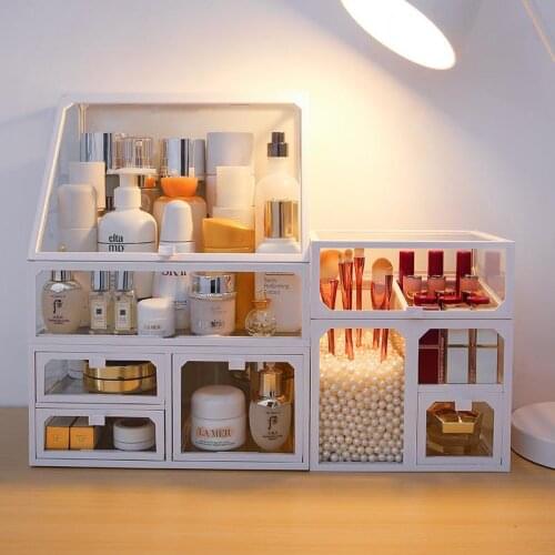 Multifunctional Cosmetics Storage Box Skin Care Product Rack Beauty Makeup Brush Bucket Storage Box Cosmetic Finishing Cabinet