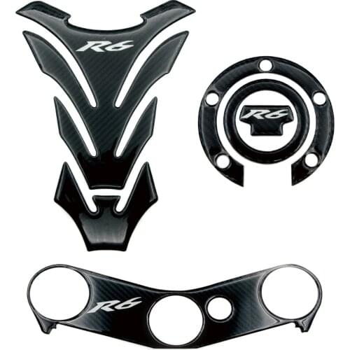 Motorcycle 3D Carbon Fiber Decal For Yamaha R6 YZFR6 YZF600 2006-2016 Tank Pad Gas Cap Cover Triple Clamp Yoke Protector Sticker