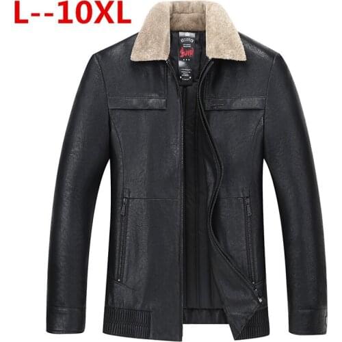 Plus 10XL 8XL 6XL Winter Mens Genuine Leather Jackets Brand Clothing Fashion Black Sheepskin Jacket and Coats with Wool Collar