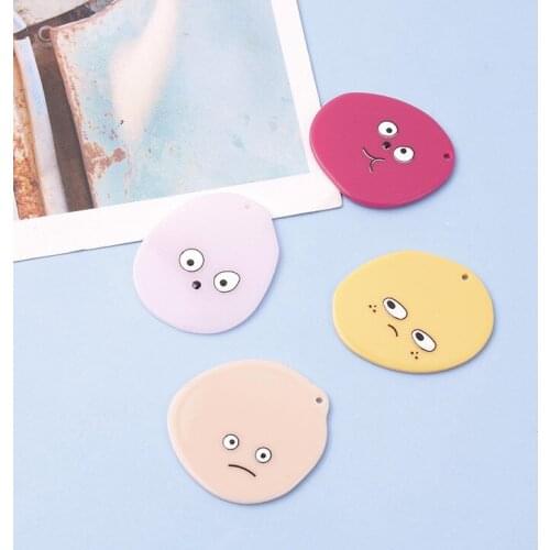 Creative style 40pcs/lot color face print Irregular ellipse oval shape acrylic beads diy jewelry earring/garment accessory