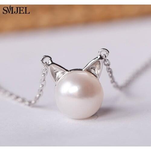 New Fashion Pearl Cat Choker Necklaces Women Vintage Korean Long Cat Moon Necklaces Wedding Jewelry Kolye Collares