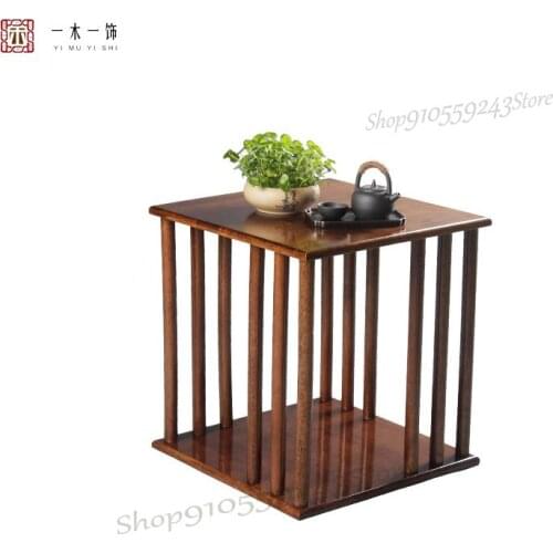New Chinese Corner Table Side Table Solid Wood Small Coffee Table Simple Negotiation Table Zen Small Table Living Room Sofa Crea