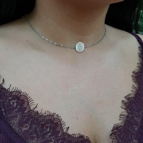Trendy Initial Letter Id Dainty Custom Design Personalised Necklace Disc Fashion Minimalist Choker Customized Fine Jewellery