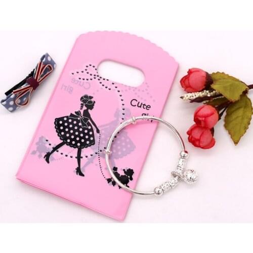 100pcs/lot Hot Pink Cute Girl And Small Dog 9x15cm Gift Packing Bags Favor Fashion Jewelry Earrings Necklace Display Handle Bags