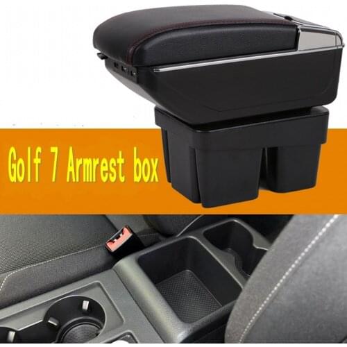 For VW Golf 7 armrest box USB Charging interface heighten central Store content box cup holder ashtray accessories parts