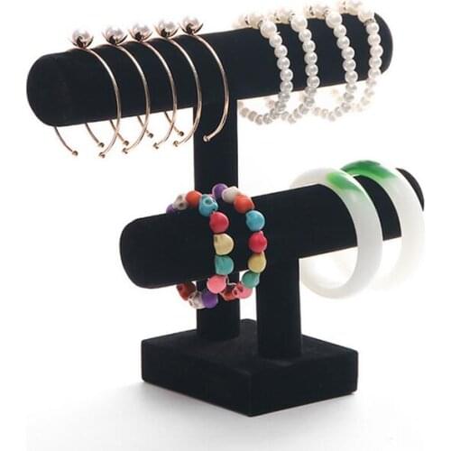 New Design 2 Tier Velvet Watches Holder Bangles Bracelet Display Jewelry Storage Stand With Assembled Parts Easy to Carry