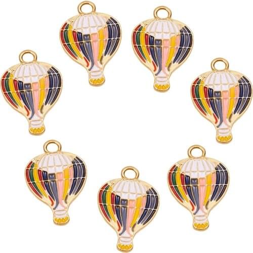 20Pcs/Lot Vintage Enamel Hot Air Balloon Charms Pendant Handmade Women Necklaces Earrings Jewelry Accessories