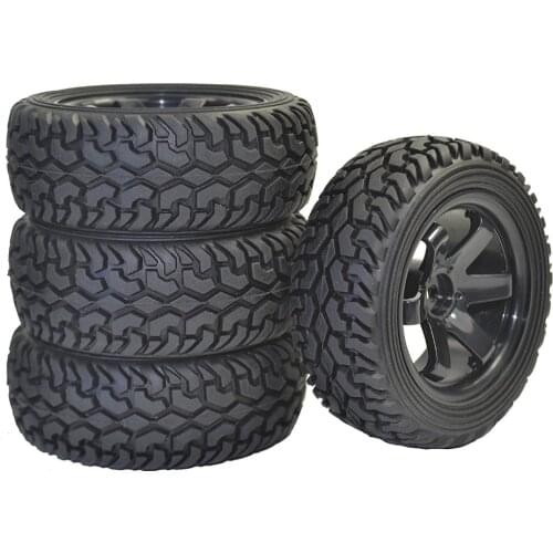 1/10 4PCS RC Rally Car Grain Rubber tires and Wheels for 1:10 1:16 RC On Road Car Traxxas Tamiya HSP HPI Kyosho