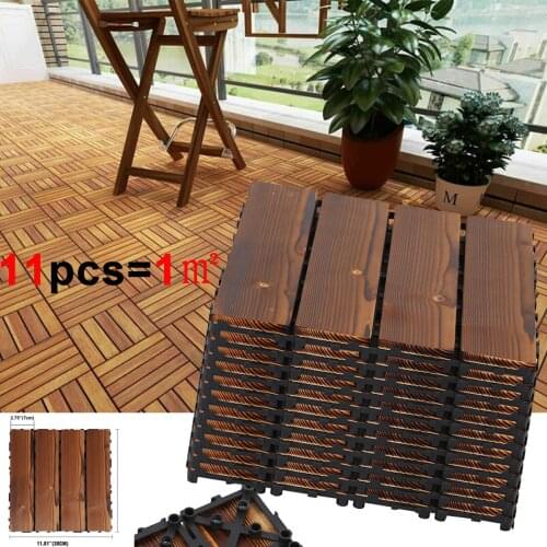 Honhill Composite Garden Floor Boards Set of 11PCs Wooden Floor Tiles Outdoor Balcony Wood Floor Anti Slip Floor Splicing Floor