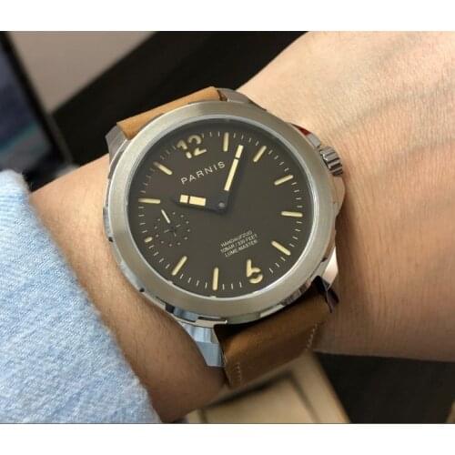 Sapphire crystal 44mm Light coffee color dial Asian 6498 17 jewels Mechanical Hand Wind movement luminous mens watch p186-pp8