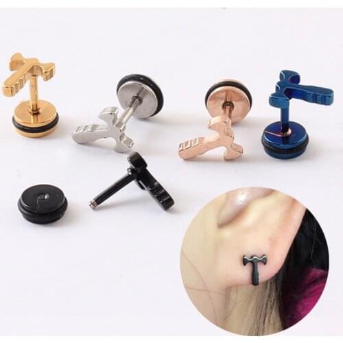 2Pieces Cool Fashion Punk Rock Axe Hatchet Earring Unique Ear Stud Body Piercing jewelry ear plug men women earrings studs