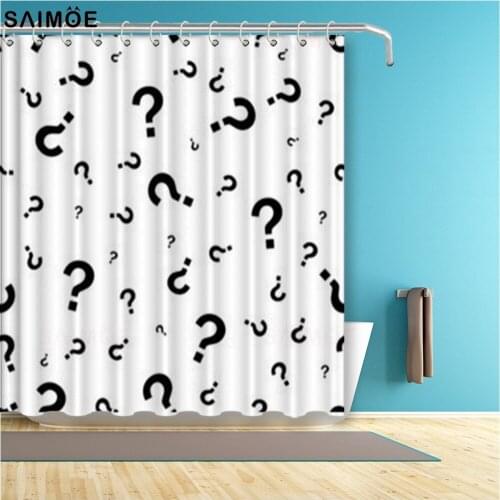Question Marks Bathroom Curtain 3D Black And White Letter Waterproof Shower Curtain Polyester Fabric Bath Curtain Shower Sets