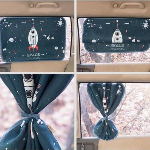 OLOEY Car Sunshade Window Sunscreen Curtain UV Protection Retractable Cartoon Side Adjustable Sunshade Summer Sun Shade Parasol