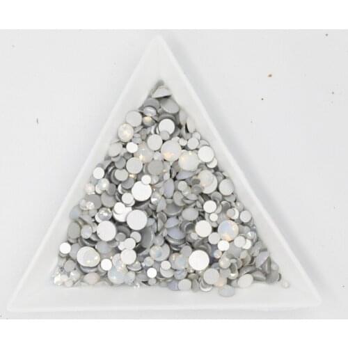 White Opal Glass 3D Nail Art Rhinestones ss3 ss4 ss5 ss6 ss8 ss10 ss12 ss16 ss20 ss30 ss34 Crystal Nails Non HotFix Decorations