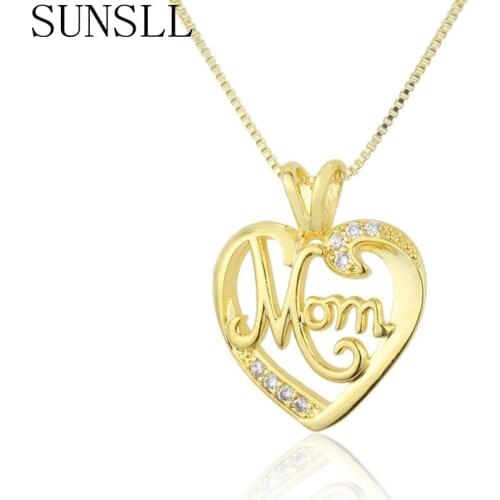 SUNSLL Fashion four color copper necklace white/red cubic zircon heart pendan necklace for mother jewelry chain birthday gifts