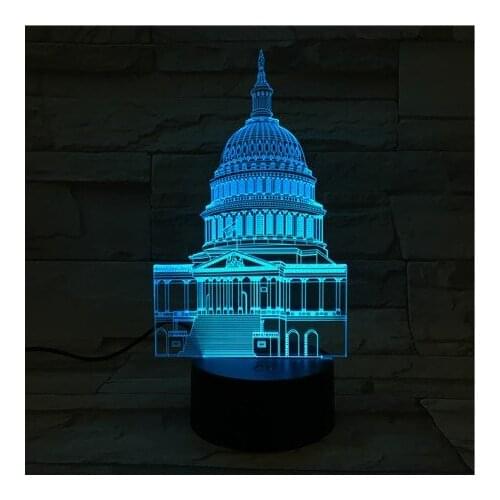 White House LED Night Light Acrylic 3D Illusion Nightlight USB Table Lamp Multi-color Kids Friends Gift Room Decor Teaching Aid