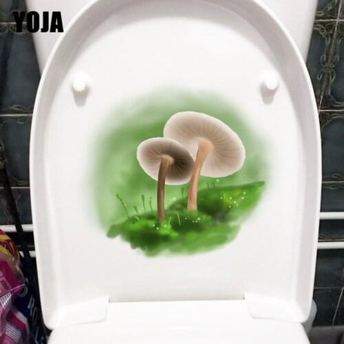 YOJA 24X20.2CM Fresh Cartoon Mushroom Lovely Plant Toilet Seat Stickers Home Wall Decor T1-1221