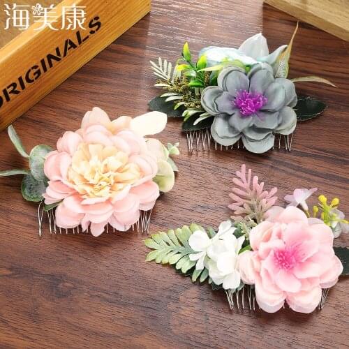 Haimeikang Retro In Bloom Flower Hair Combs Brides Hairpins Flora Hair Sticks Wedding Fashion Hair Accessories Women Headpiece