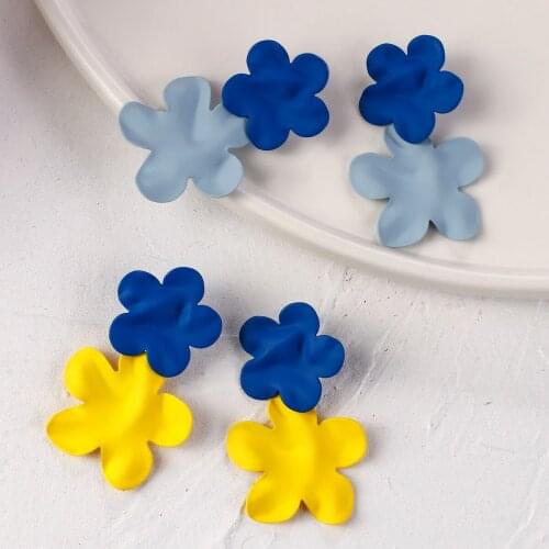 AENSOA New Trendy Korean Double Flower Drop Earrings For Women 2020 Ethnic Floral Statement Earrings Party Jewelry Pendientes