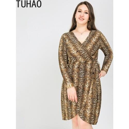 TUHAO Autumn Winter Sexy Bodycon Leopard Print Dresses for Women Nightclub Party Female Dress Plus Sizes 8XL 7XL 6XL WM72