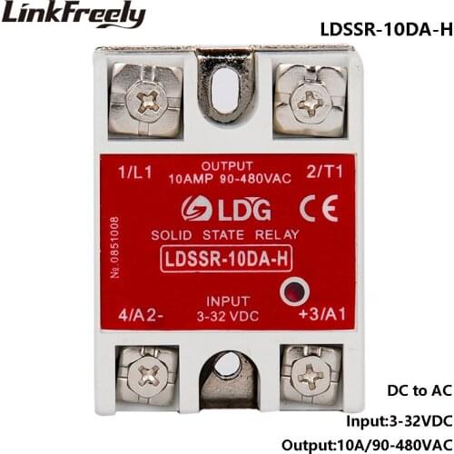 SSR-10DA-H 10pcs 10A Solid State Relay SSR DC-AC 5V Output 90-480VAC Input 3V 3.3V 5V 12V 24V DC Relay Switch Board SSR 10DA -H