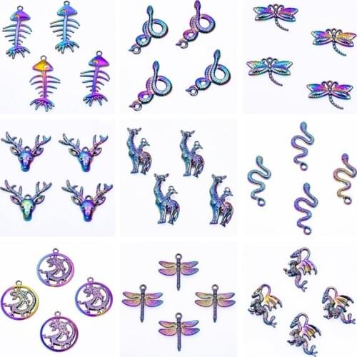 10pcs Animal Charms For Jewelry Making Snake Pendant DIY Earrings For Women Men Handmade Dragon Statement Earring Supplies Charm